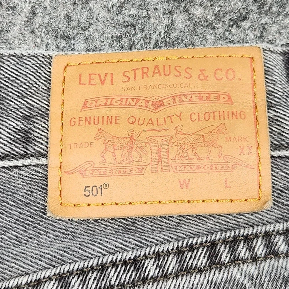 Levis Premium 501 Jeans Mens 32x32 Gray Button Fly Straight Leg Denim A1959-0003